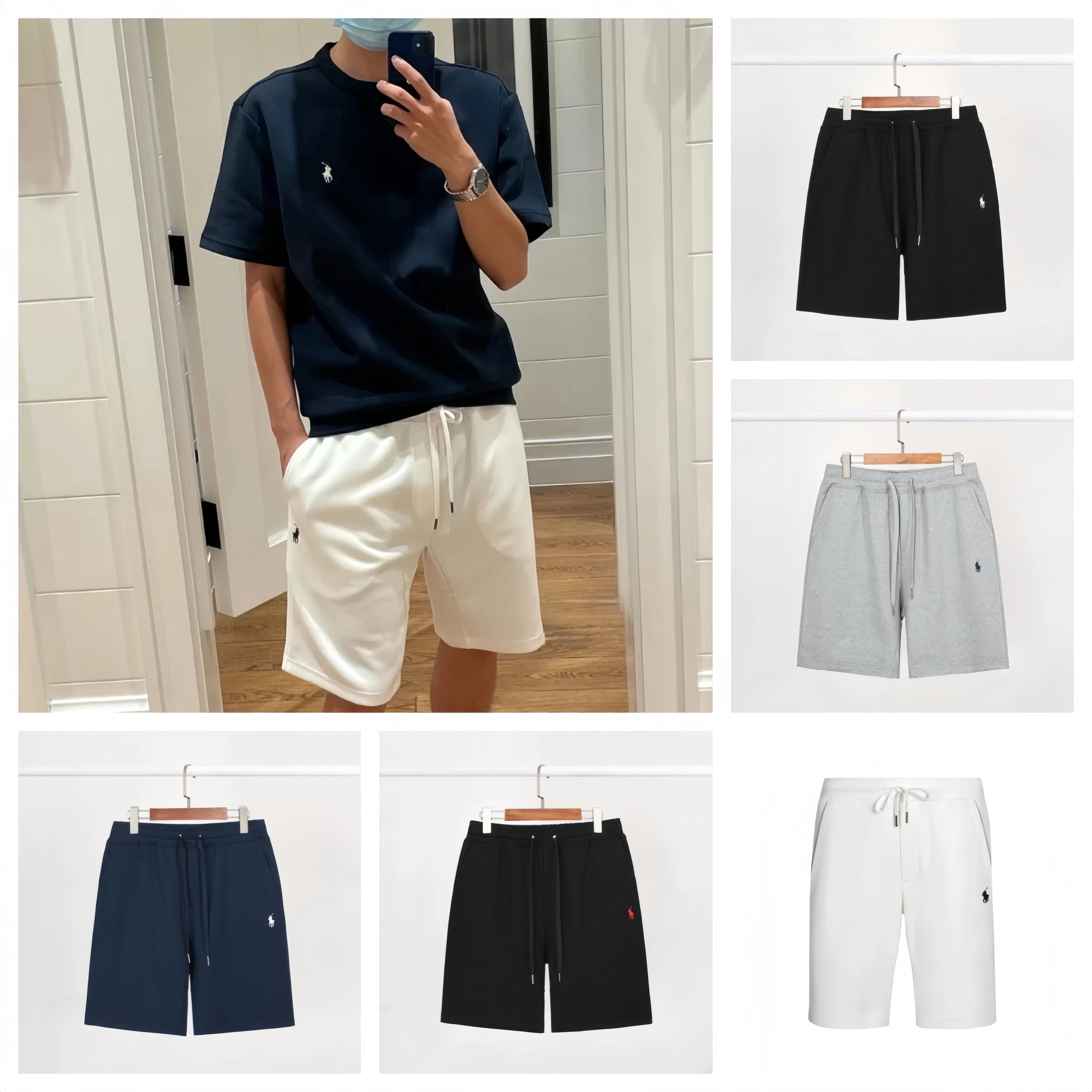 Men's Cotton Drawstring Shorts with Pony Logo