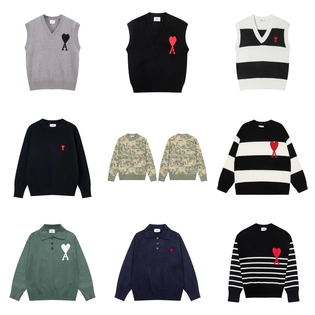 CDG Heart Logo Knit Sweaters and Vests