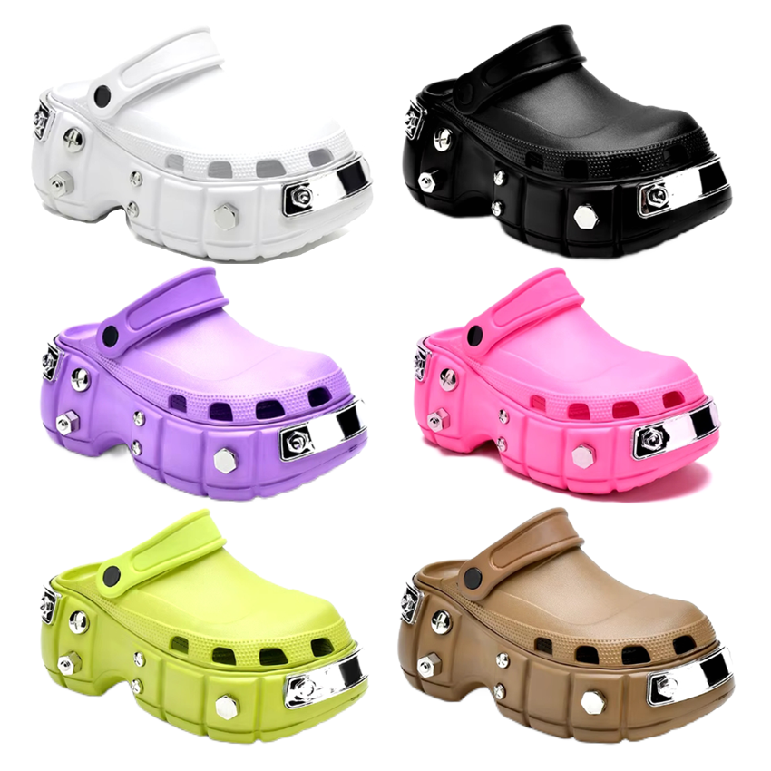 Studded Platform Clogs for Women - Fashionable Chunky Croc Shoes