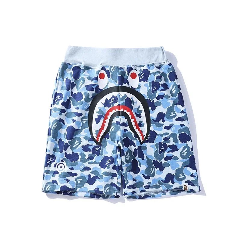 BAPE Blue Camo Shark Print Shorts Men's Streetwear