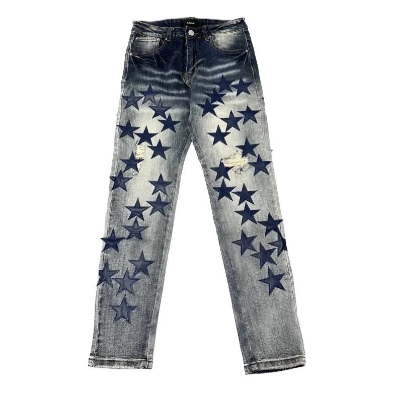 Amiri Star Patch Distressed Denim Jeans