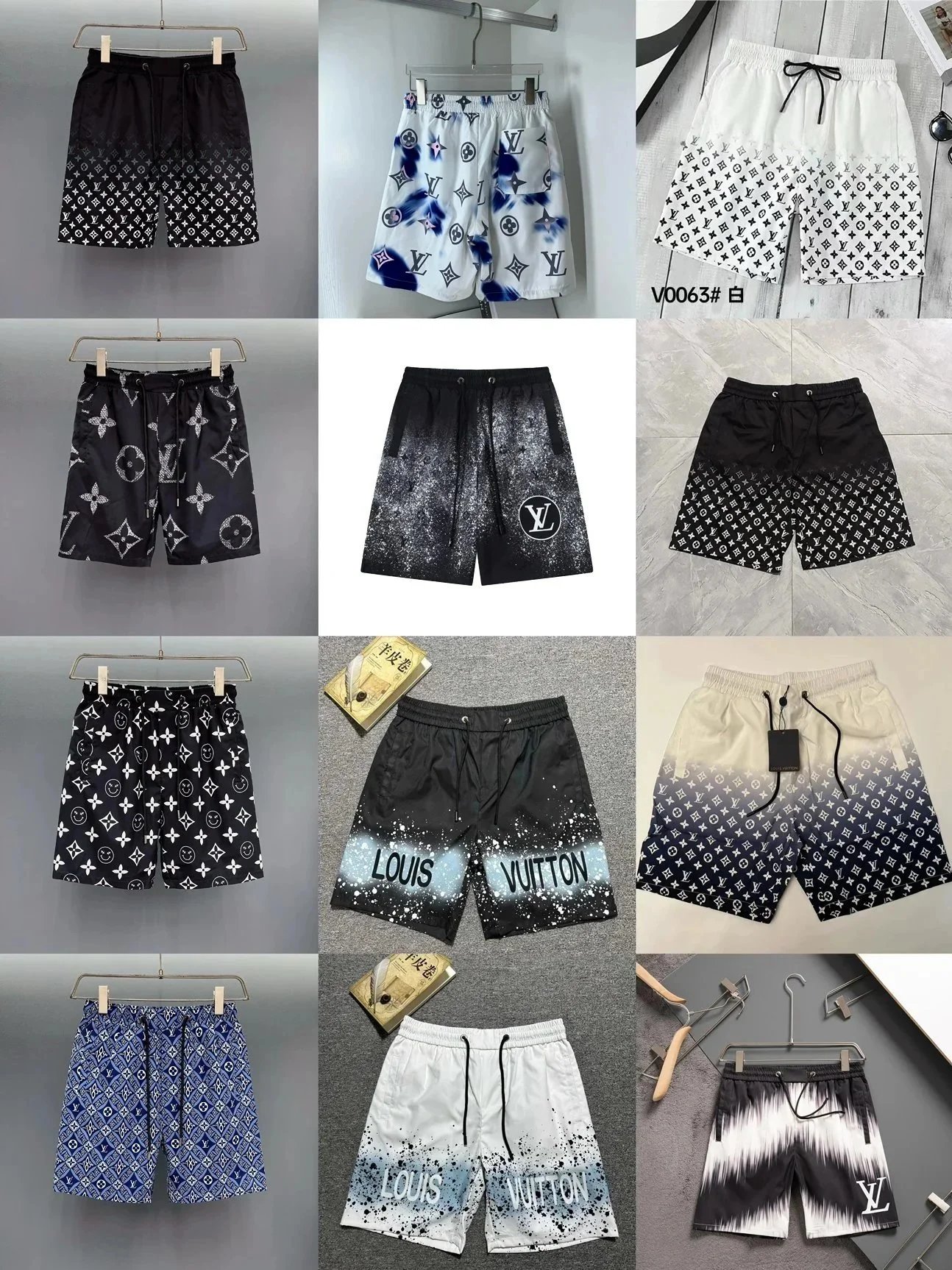 LV Pattern Print Men's Shorts Fashion Summer Casual Drawstring Pants