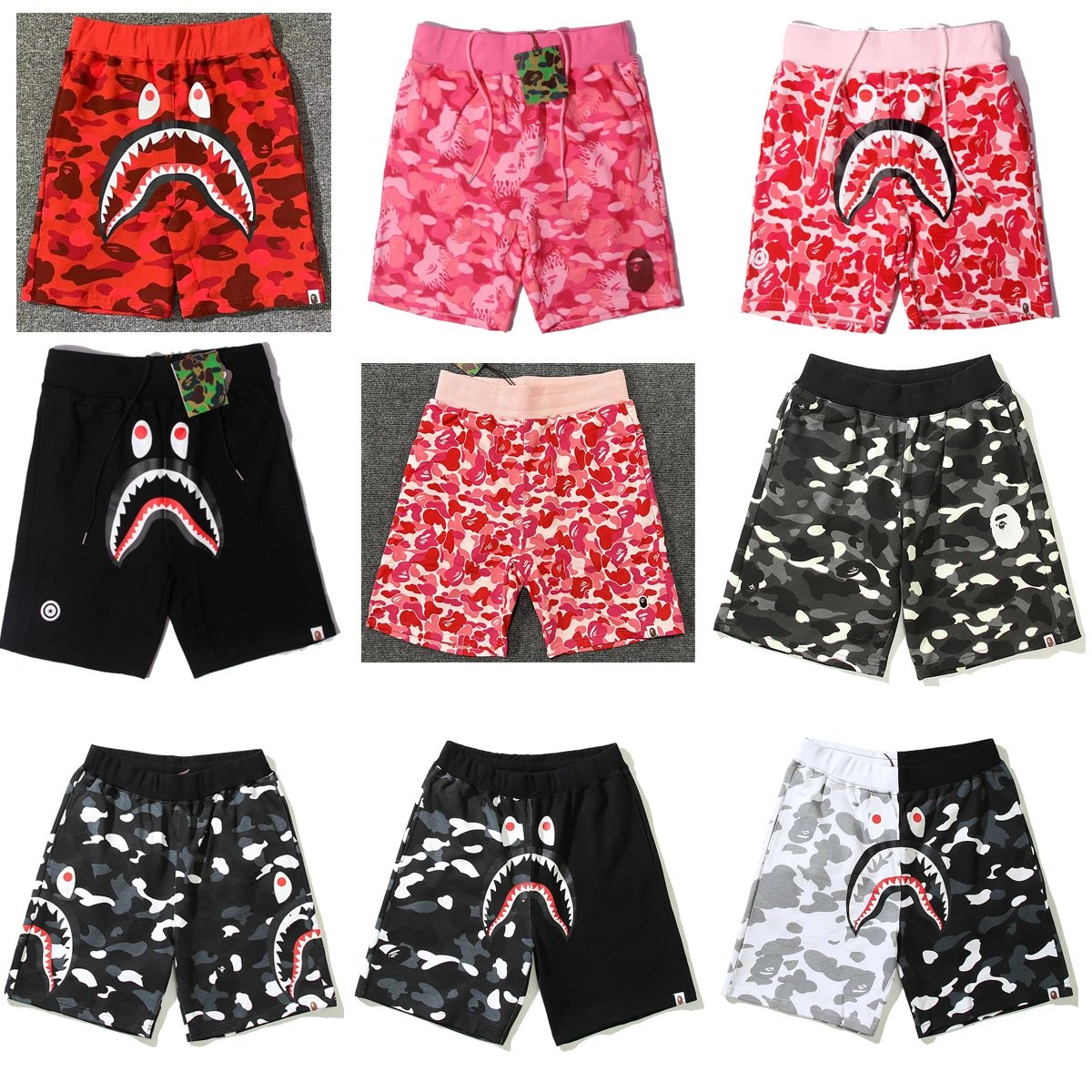 BAPE Shark Camo Shorts Men Streetwear Fashion Summer Pants