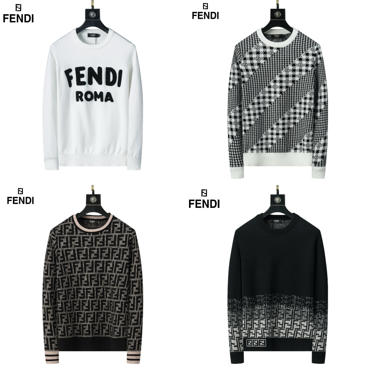 FENDI Roma Logo Knit Sweater Men's Fashion Sweatshirt
