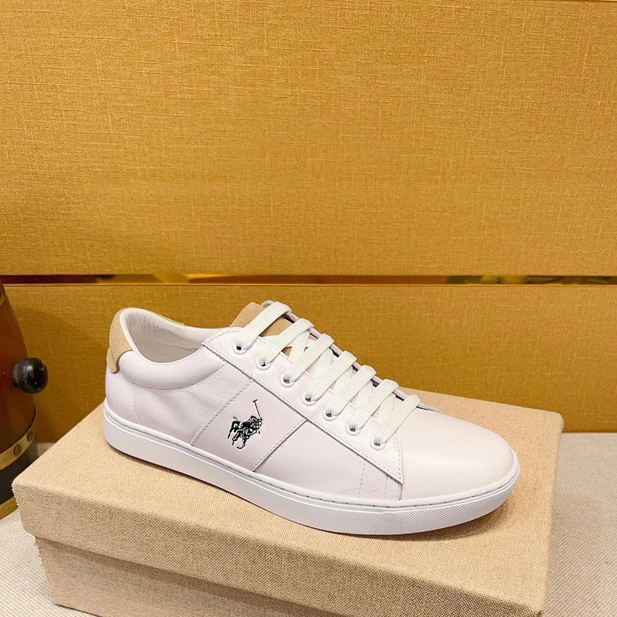 White Leather Polo Sneakers for Men Women Casual Shoes