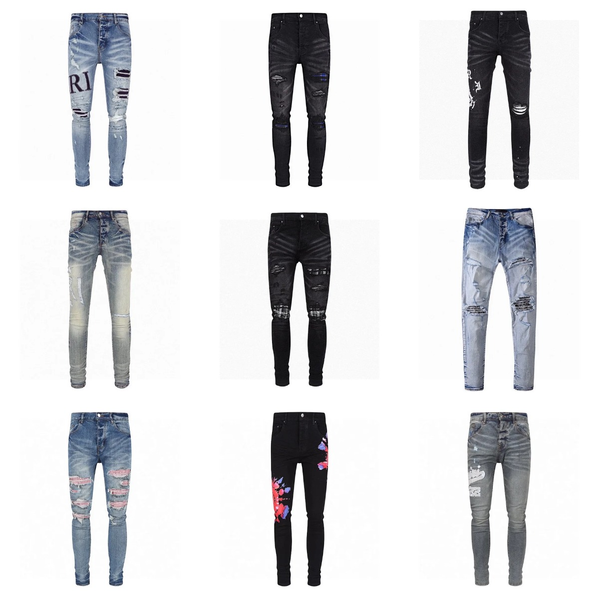 Ripped Skinny Jeans for Men Fashion Distressed Denim Pants
