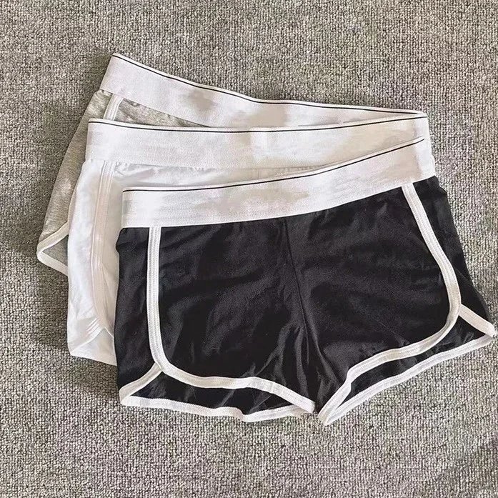 Women's High-Waisted Athletic Shorts Black White Trim
