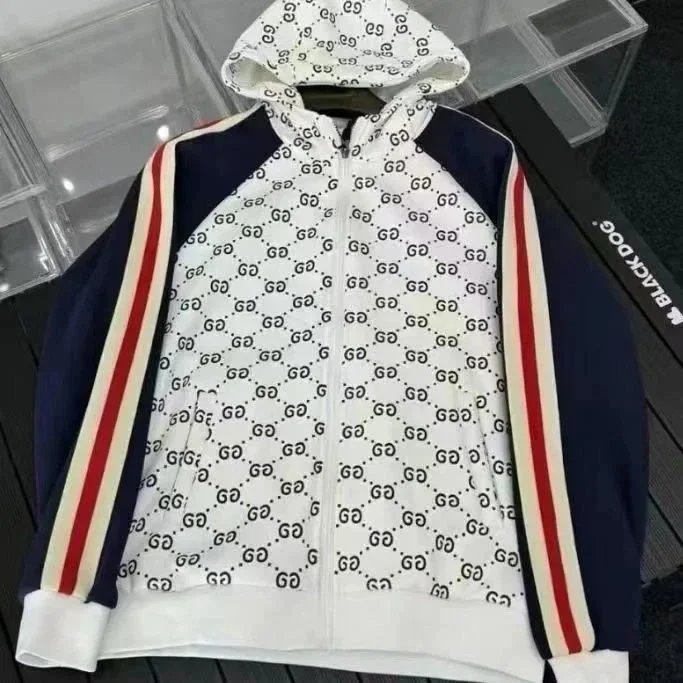 Gucci GG Logo Print Hooded Zip-Up Sweatshirt