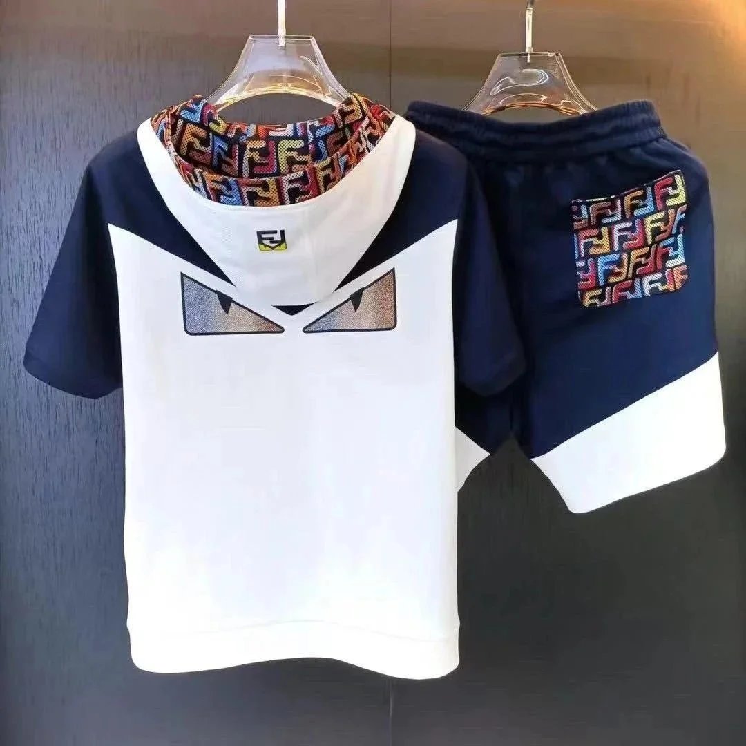 FENDI Kids Hoodie T-Shirt and Shorts Set with Logo Print