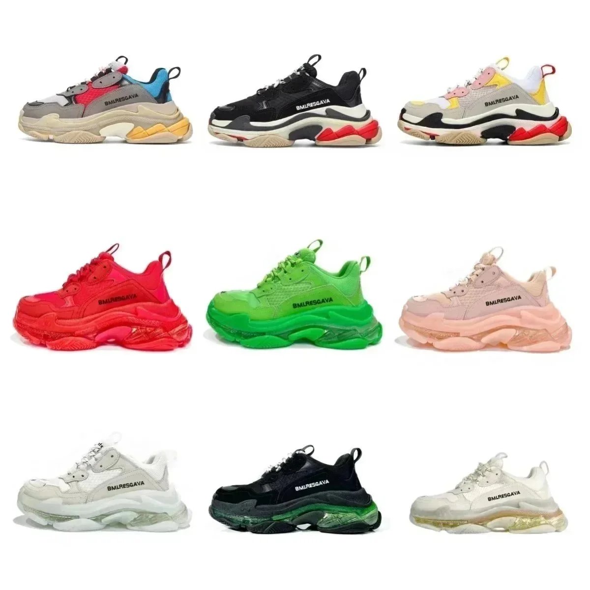 BMIRESGAVA Chunky Sneakers Fashion Trendy Thick Sole Shoes