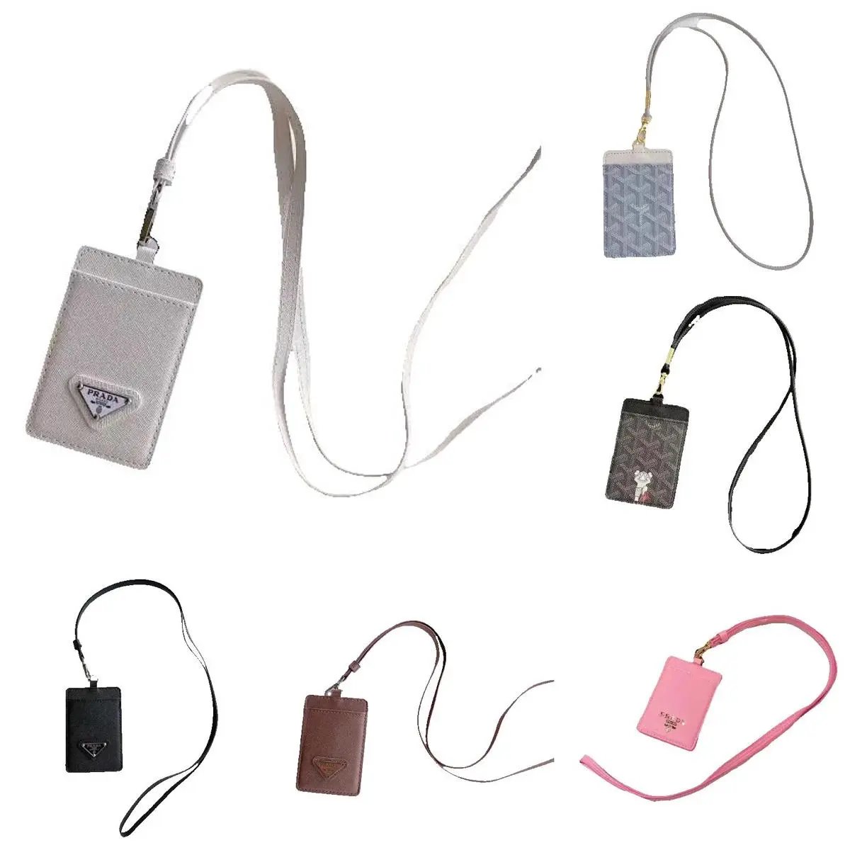 Prada Leather Card Holder with Lanyard - Stylish ID Badge Case
