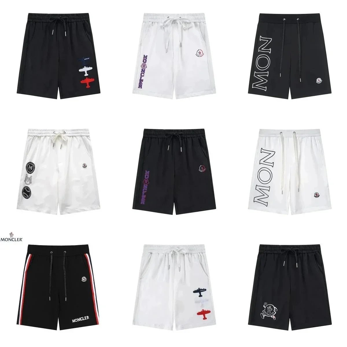 MONCLER Men's Logo Print Drawstring Shorts