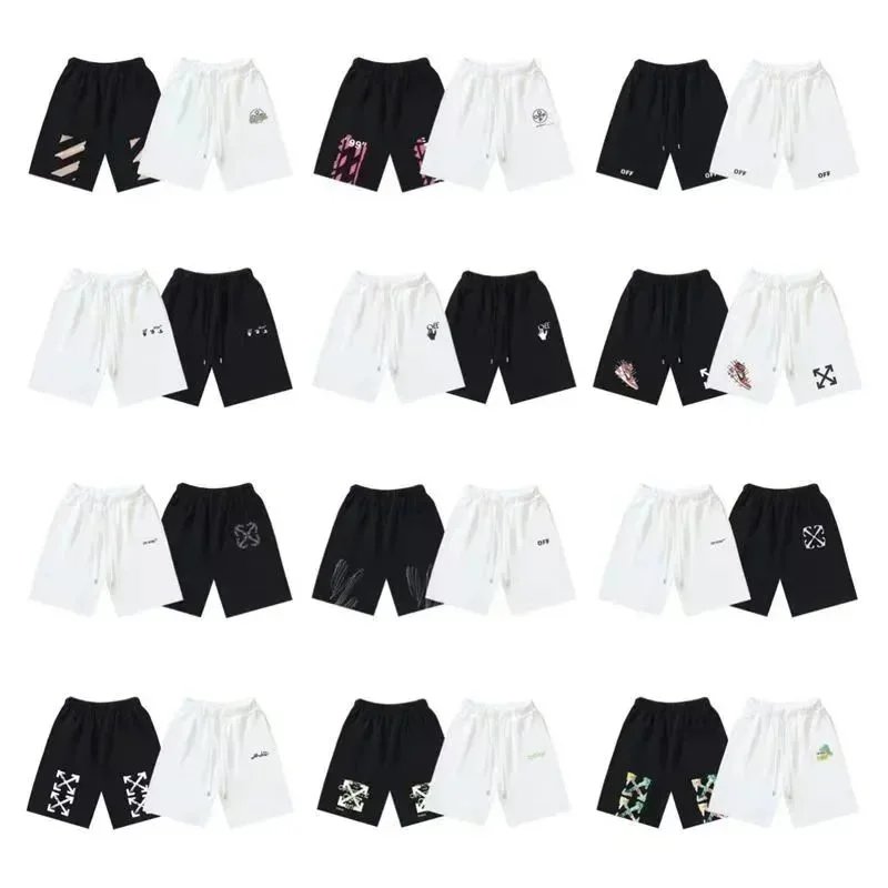 OFF-WHITE Men's Logo Print Cotton Shorts Black White