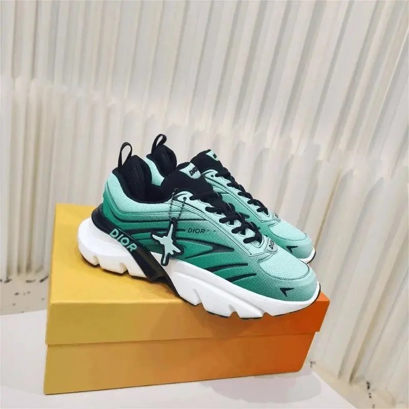 Dior Sneakers Green Mesh Running Shoes with White Sole