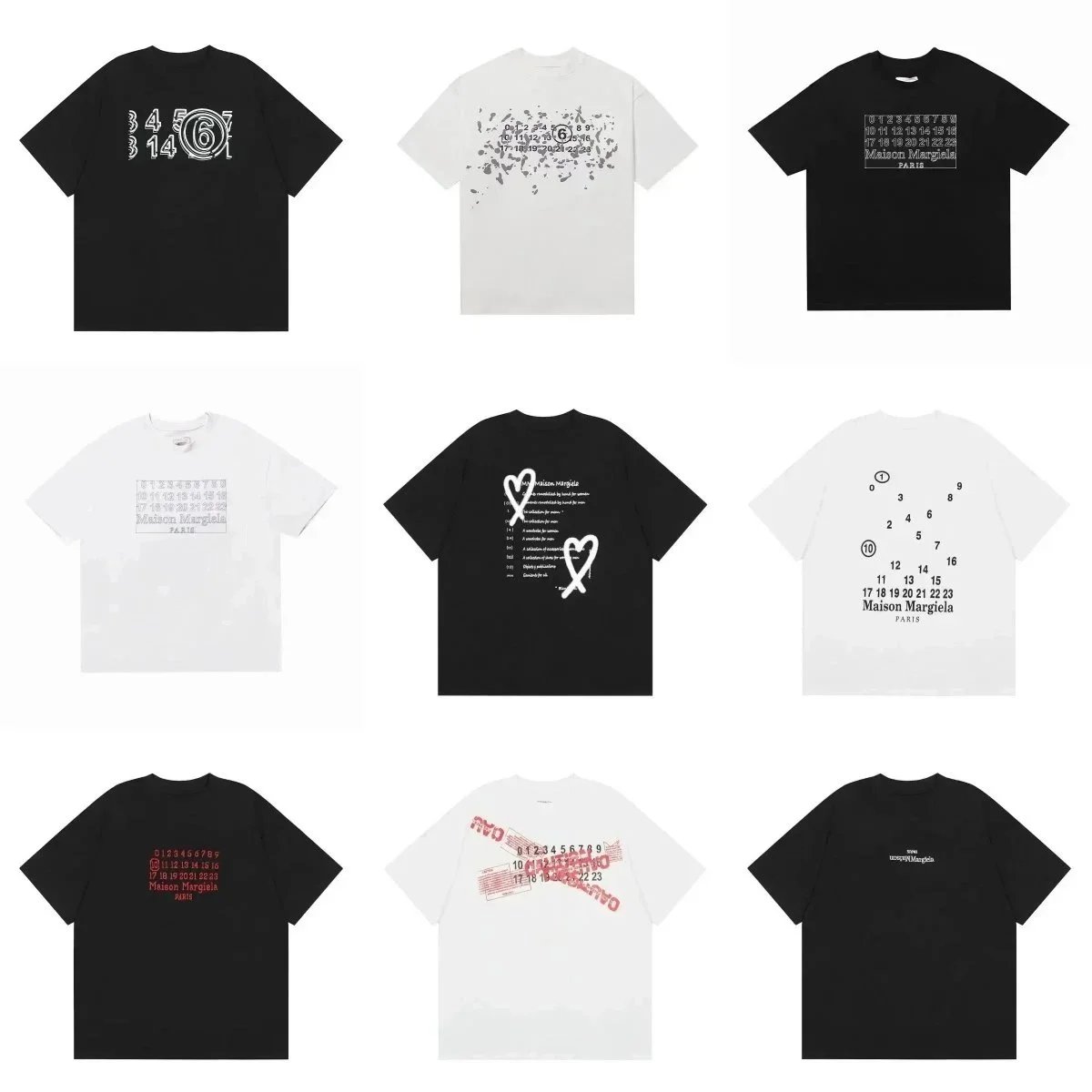 Maison Margiela Number Print T-Shirt Unisex Fashion Streetwear
