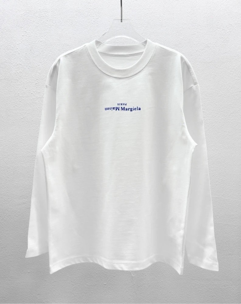 White Long Sleeve T-Shirt with Logo Print