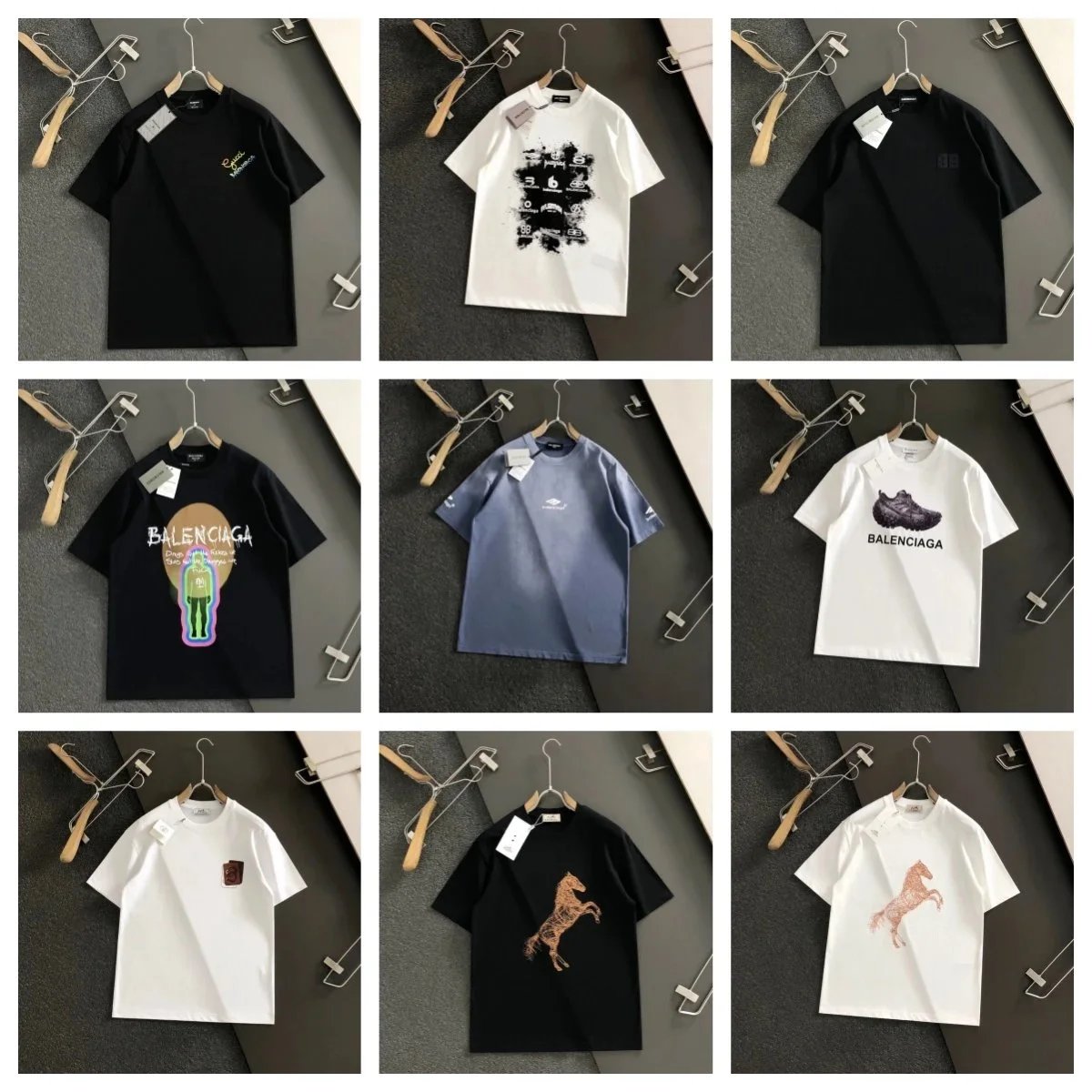 Balenciaga T-Shirts Men Fashion Streetwear Graphic Print Casual Tops