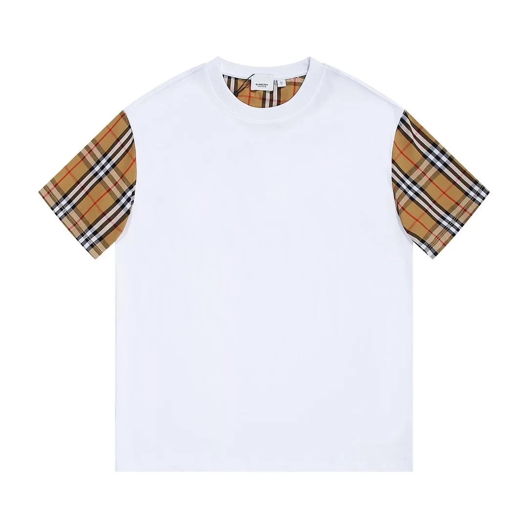 Burberry White T-Shirt with Check Sleeve Details