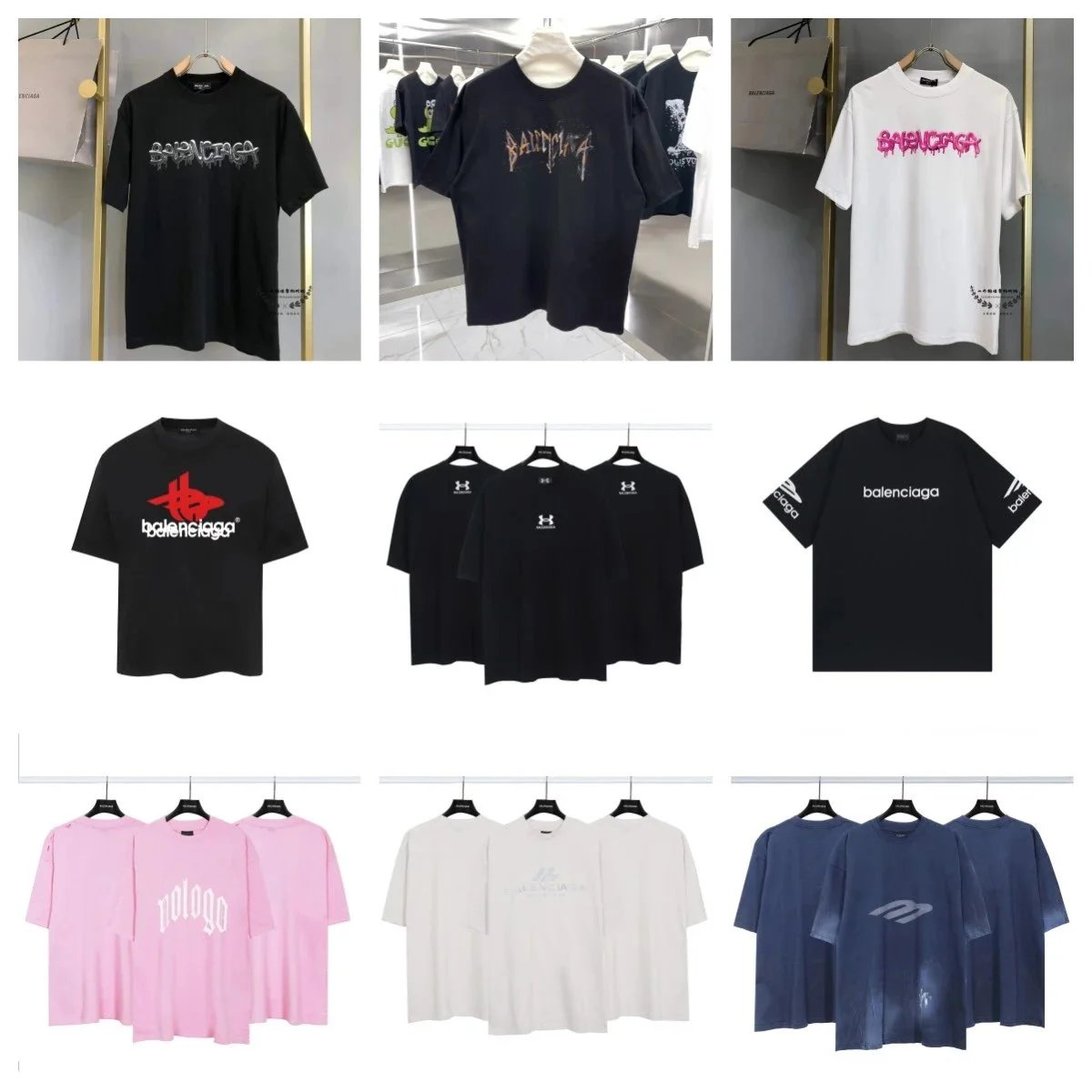 Balenciaga T-Shirts Men Women Oversized Logo Print Streetwear Fashion