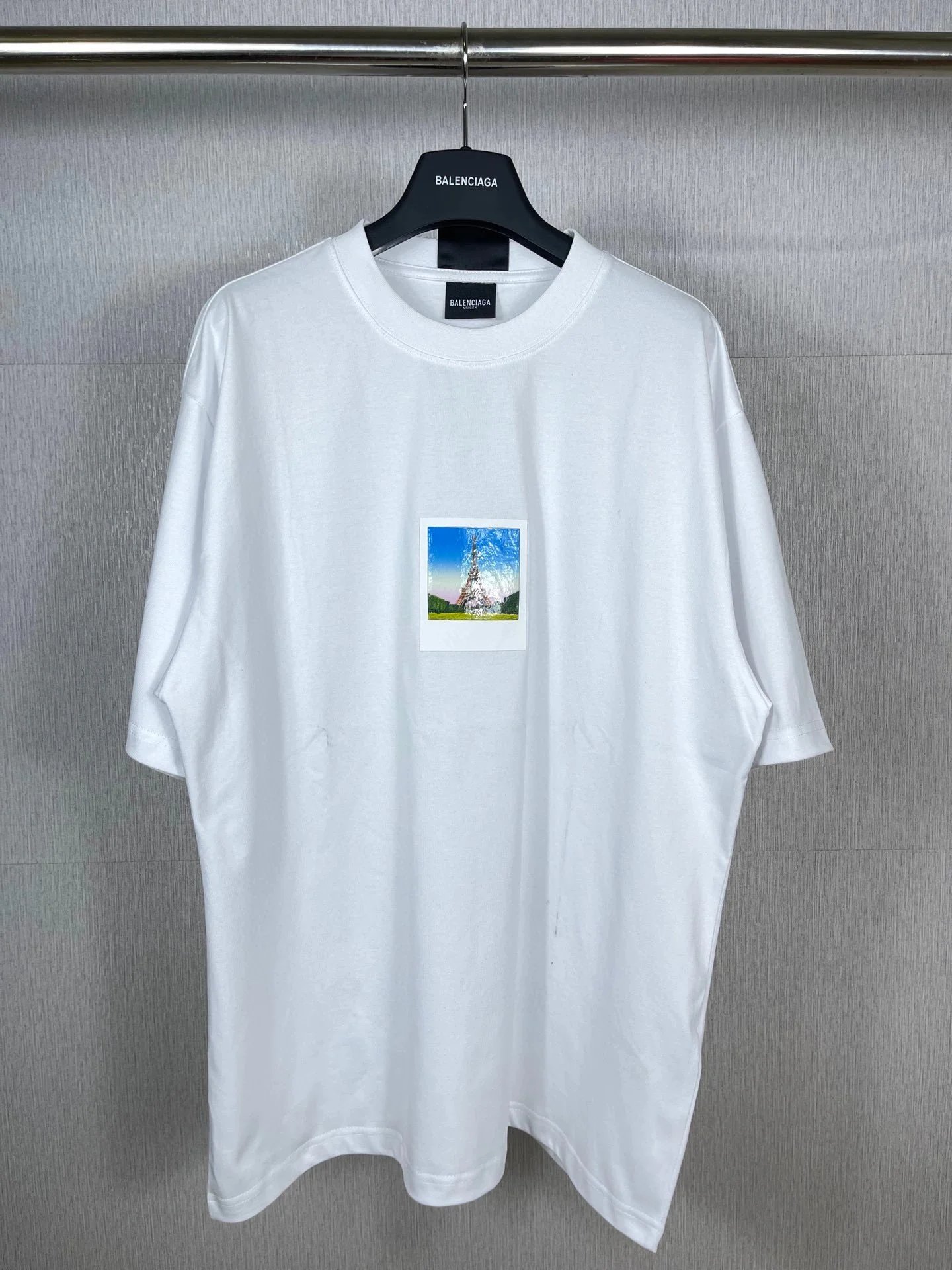 Balenciaga White T-Shirt with Eiffel Tower Print