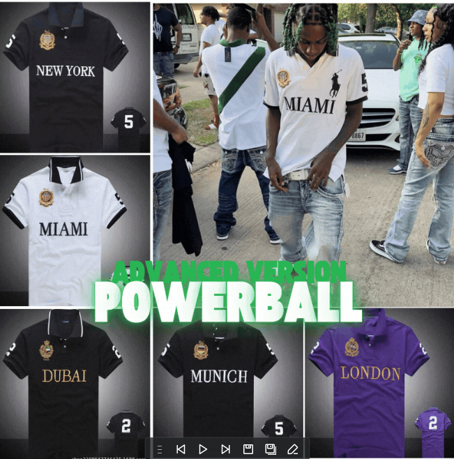 Advanced Version Powerball Polo Shirt Miami New York Dubai Munich London