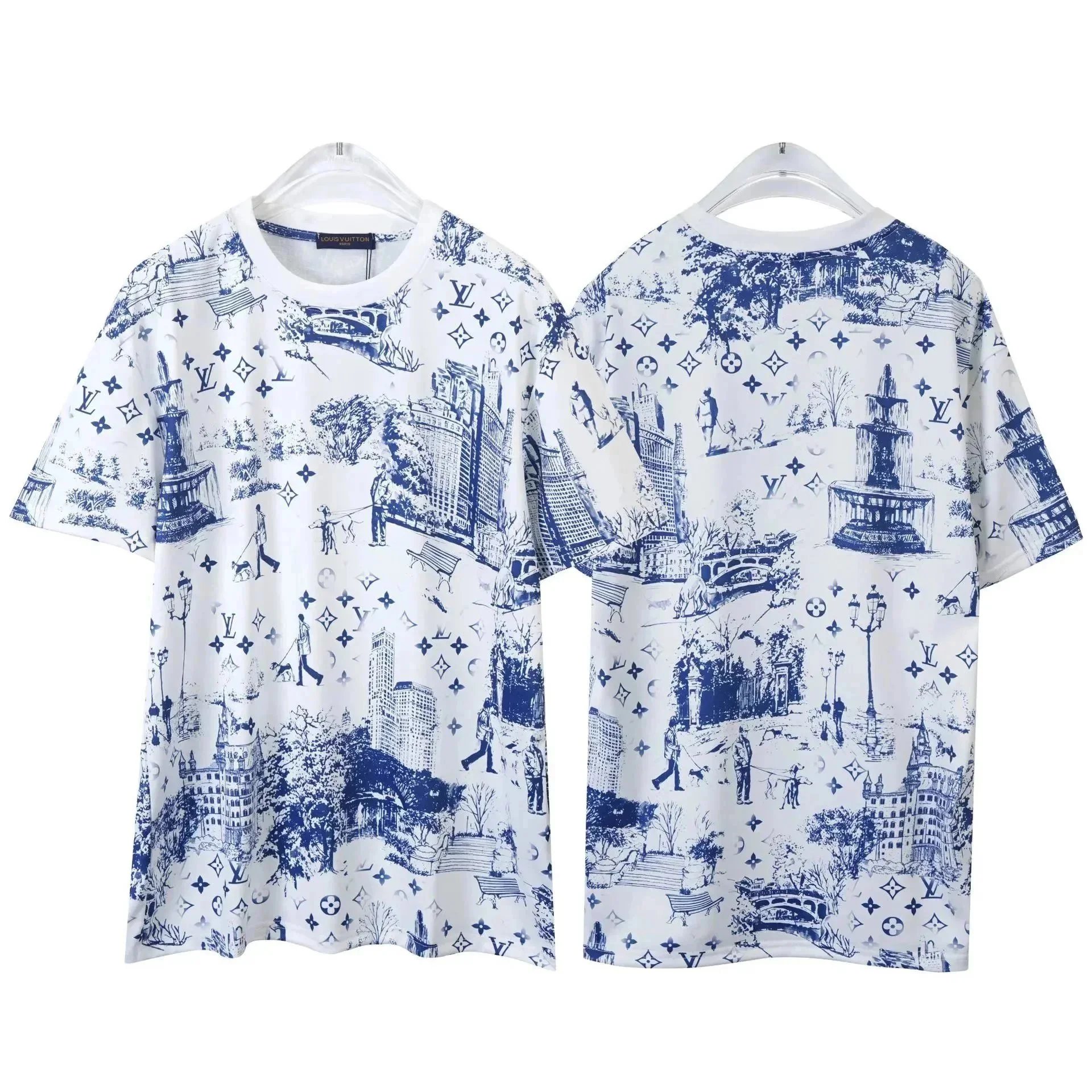 Louis Vuitton Blue and White Printed T-Shirt