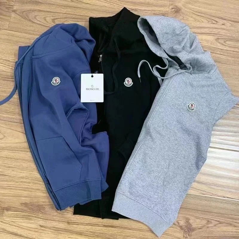 Moncler Hoodie Sweatshirt Men Women Fashion Logo Patch Zipper Hooded Sweater