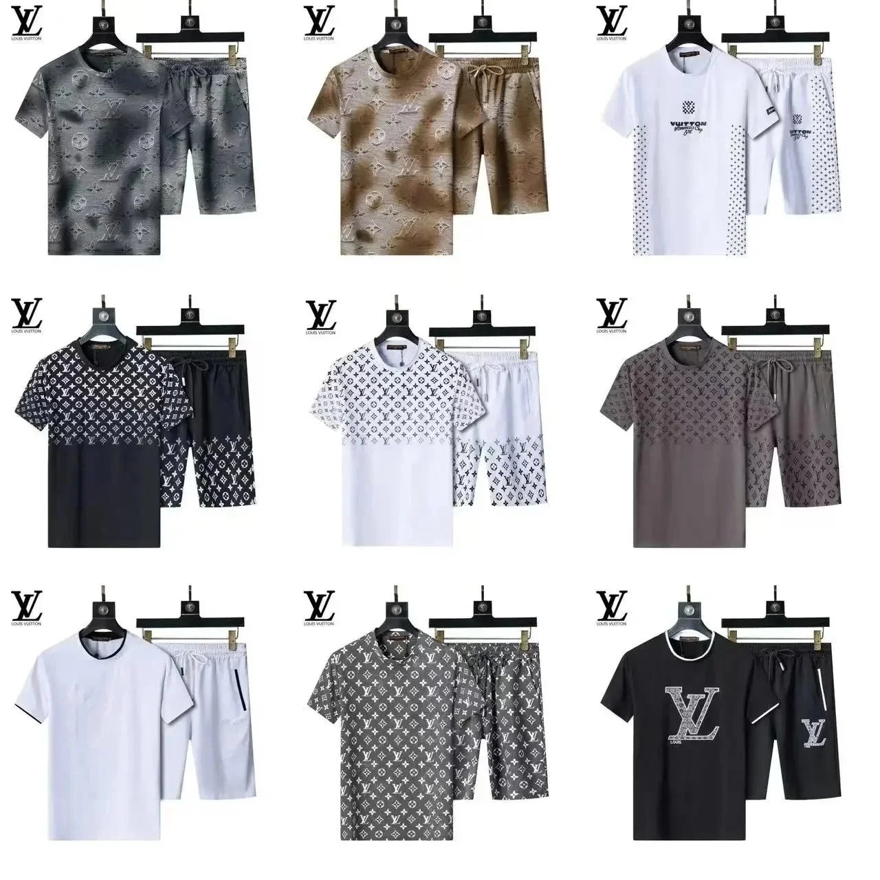 Louis Vuitton Men's T-Shirt and Shorts Sets Fashion Casual Wear