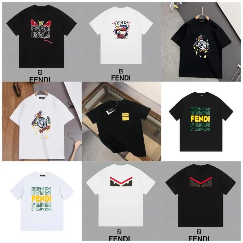 FENDI T-Shirts Men's Fashion Logo Print Casual Tops