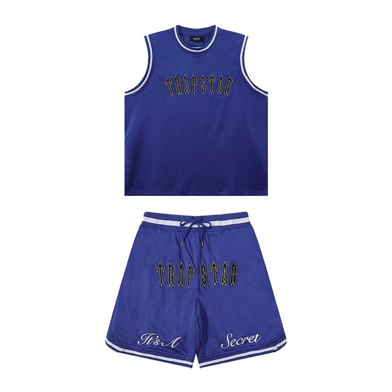 Trapstar Blue Mesh Tank Top and Shorts Set