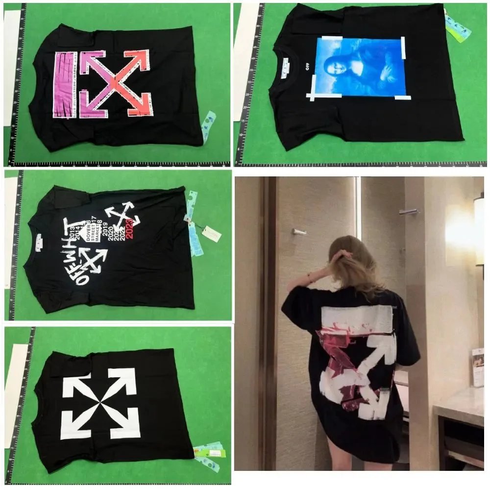OFF-WHITE Black T-Shirt with Arrow Print and Graphic Design