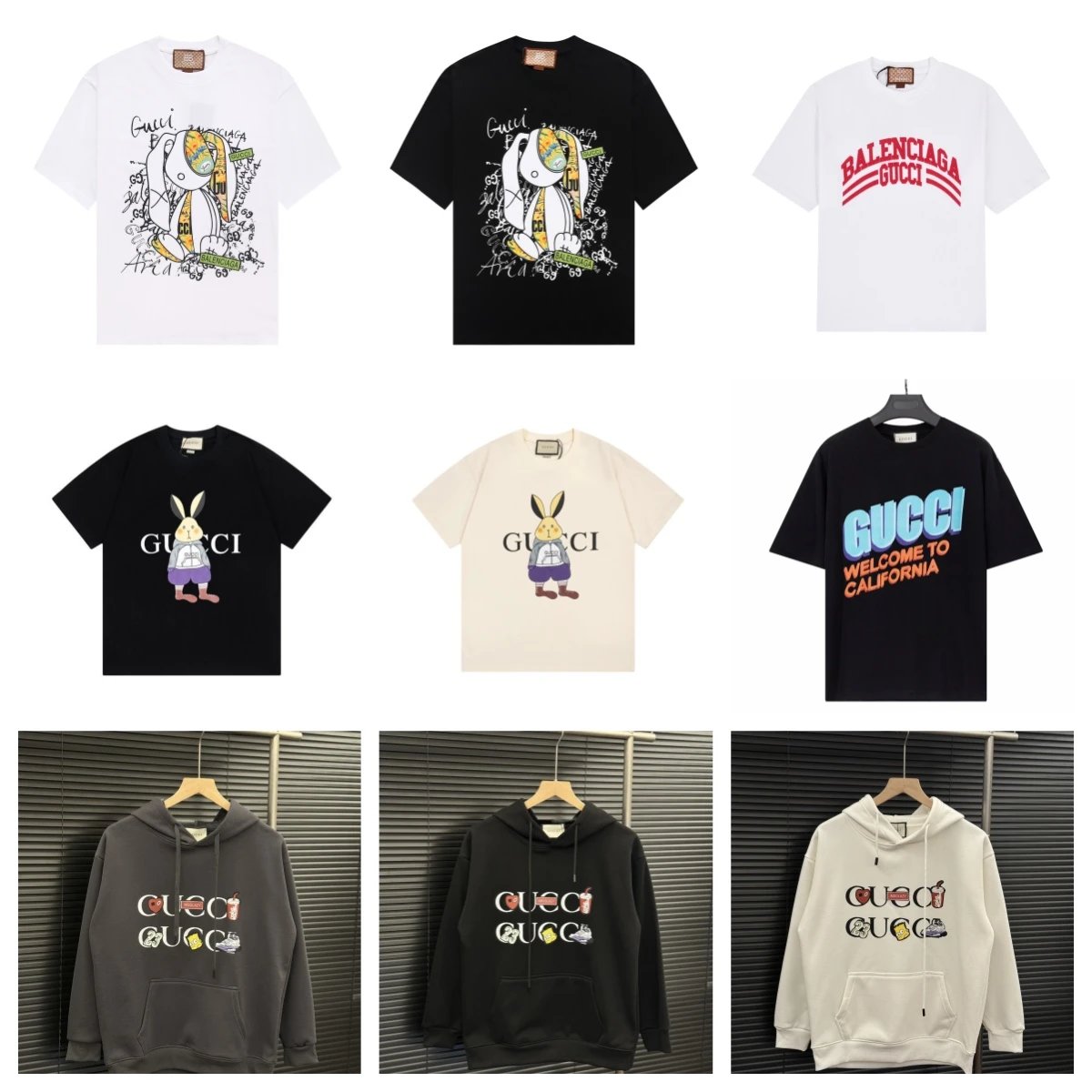 Gucci T-Shirts and Hoodies with Rabbit and Logo Designs