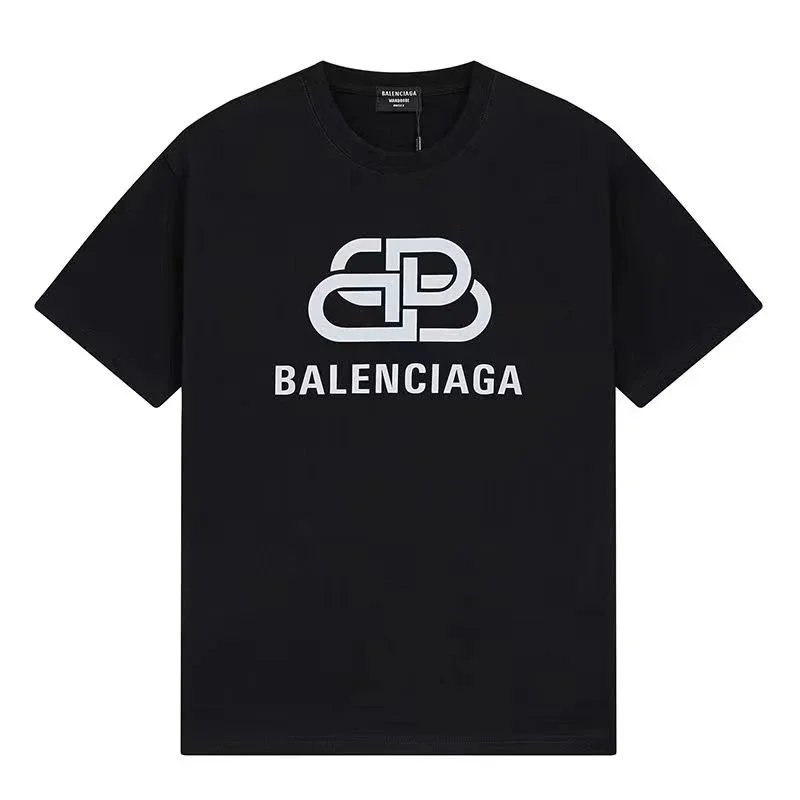 Balenciaga Logo Print Black T-Shirt Men's Fashion