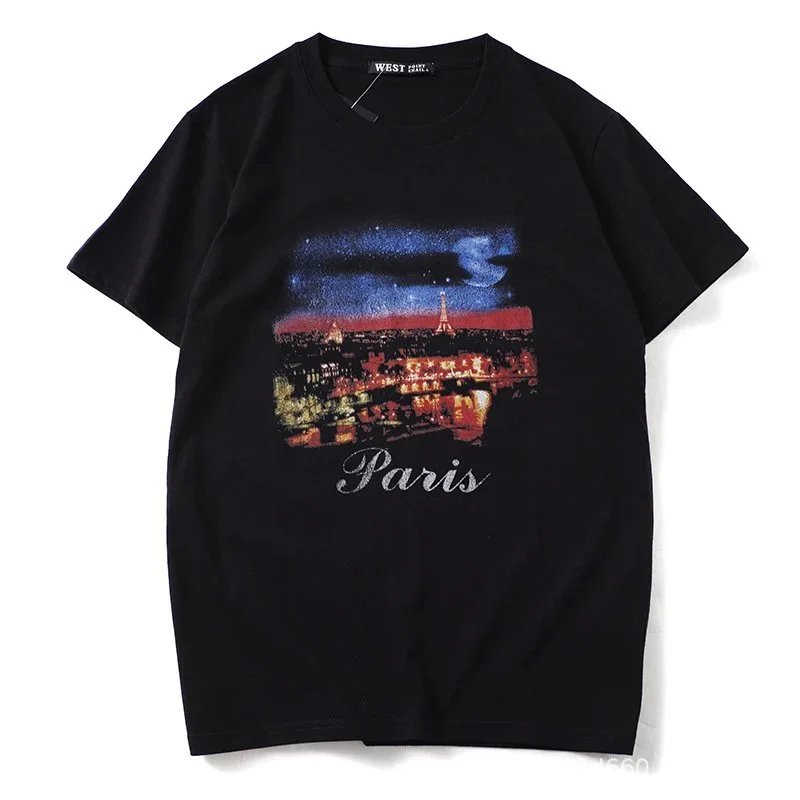 Paris Night Cityscape Printed T-Shirt for Men