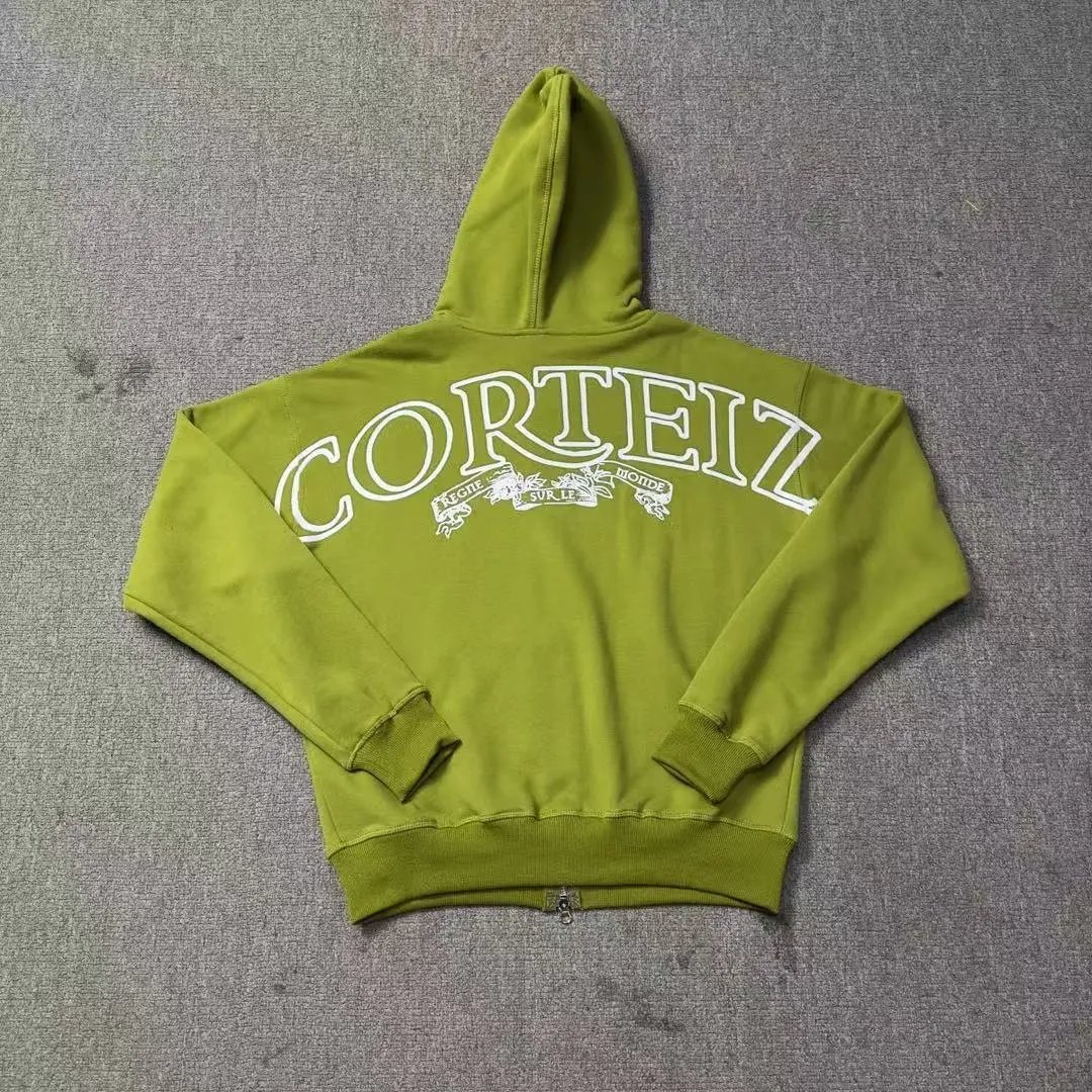 CORTEIZ Green Hoodie with White Logo Print