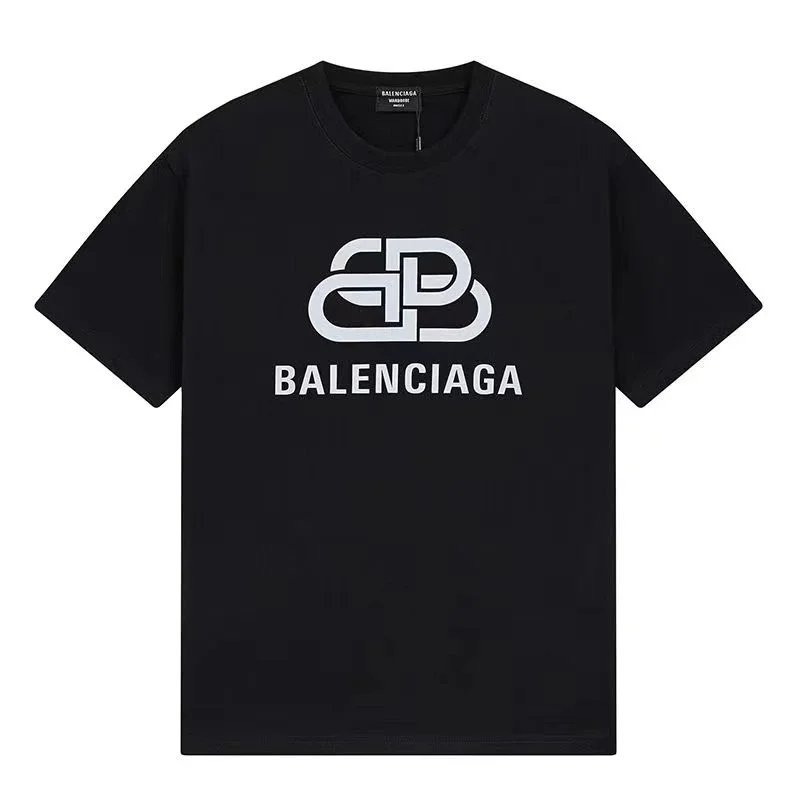 Balenciaga Logo Print Black T-Shirt Men's Fashion
