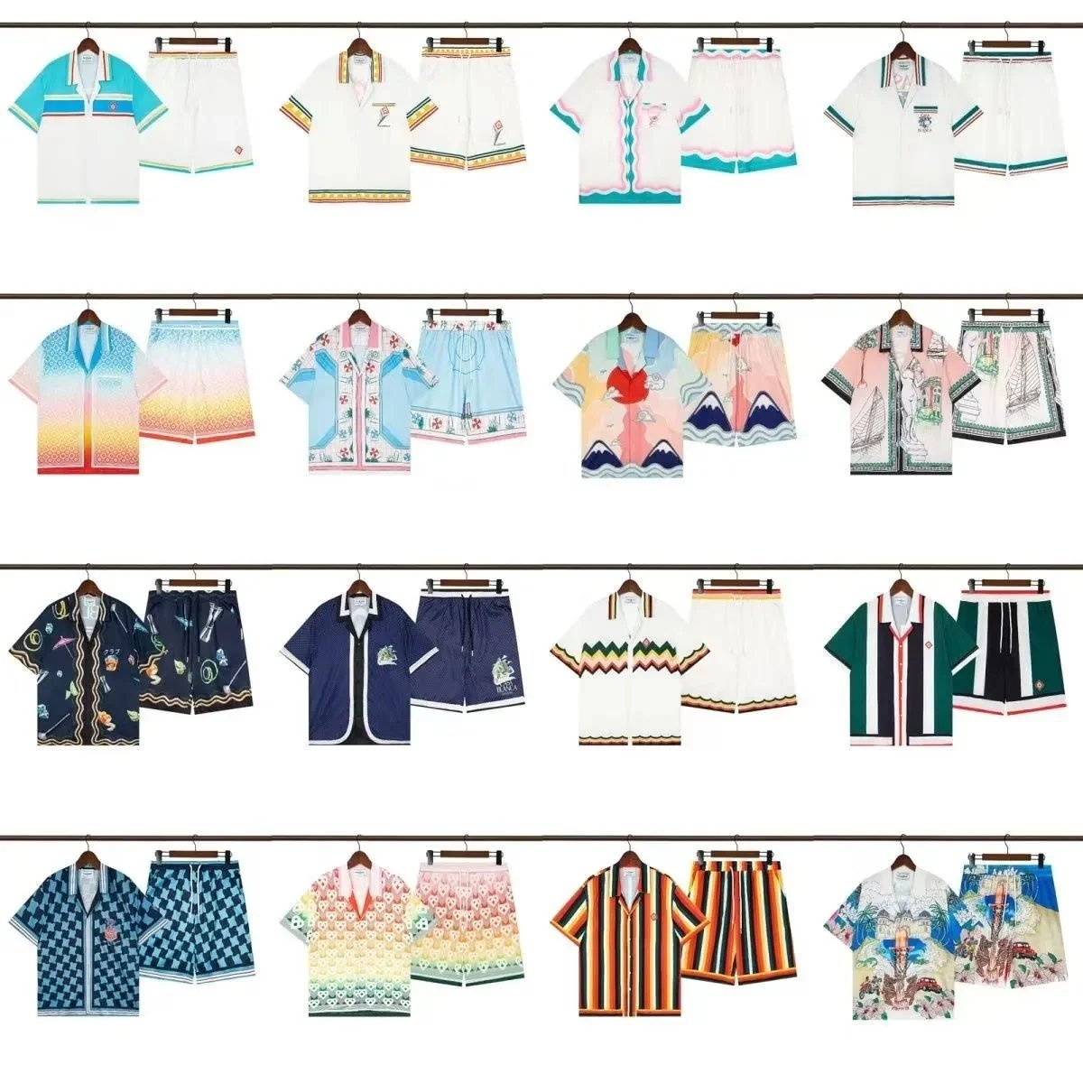 Men's Colorful Hawaiian Shirt and Shorts Sets