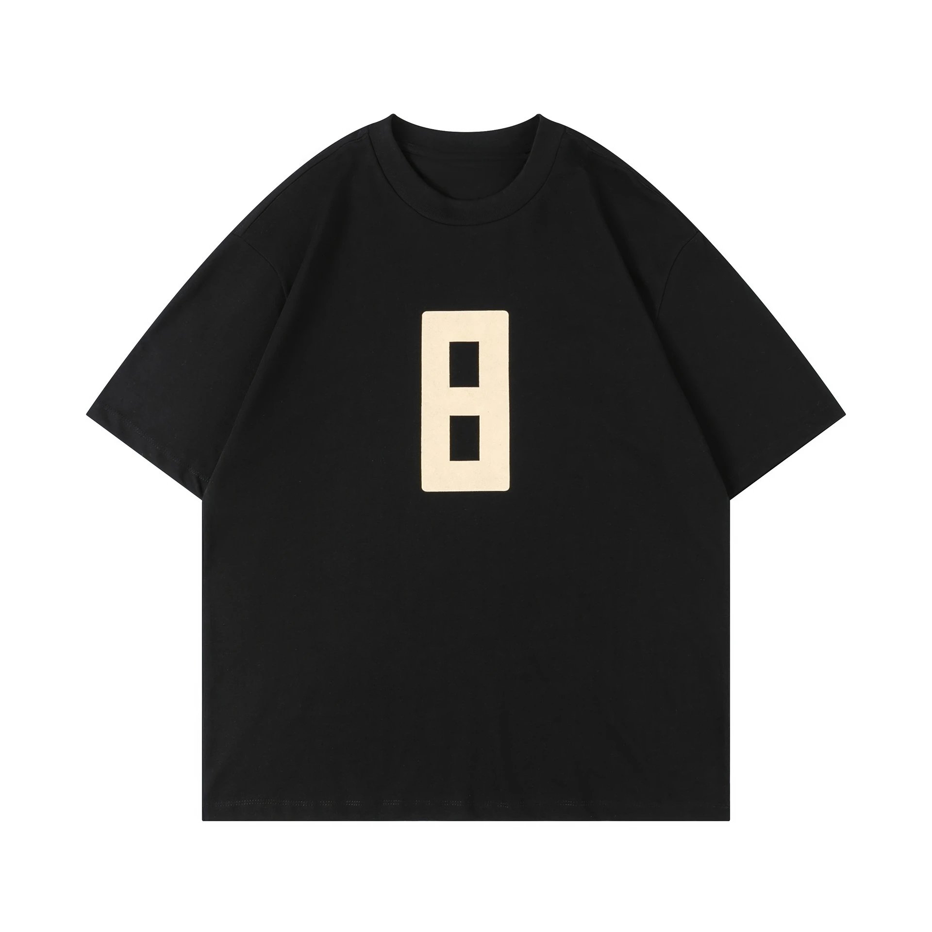 Black T-Shirt with Number 8 Graphic Design