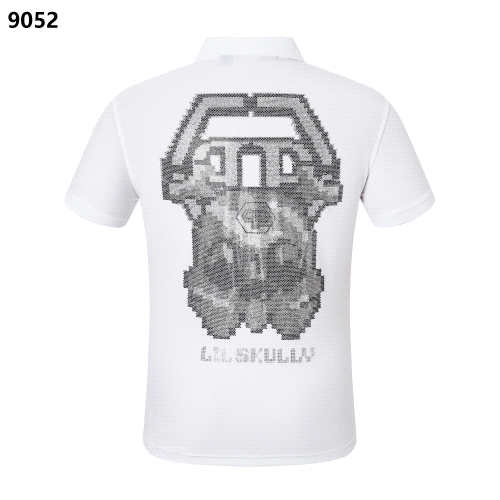 LIL SKULLY Pixel Skull Design White Polo Shirt