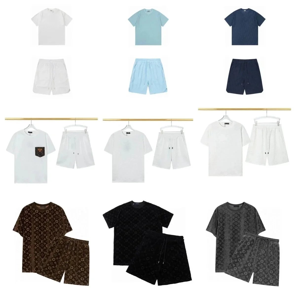 Men's Monogram Print T-Shirt and Shorts Set