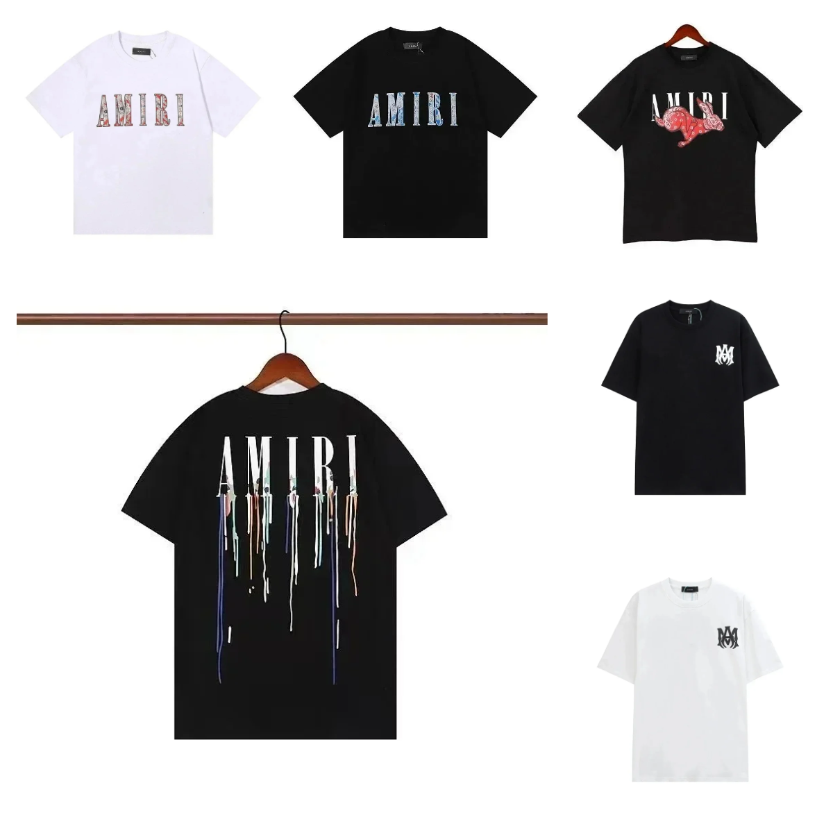 AMIRI T-Shirts Men's Fashion Streetwear Logo Graphic Tees