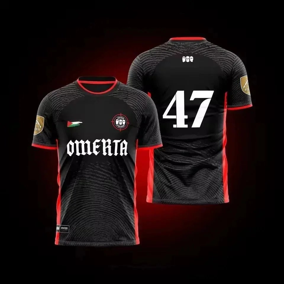 Omerta Black Red Football Jersey 47 Number Sport Shirt