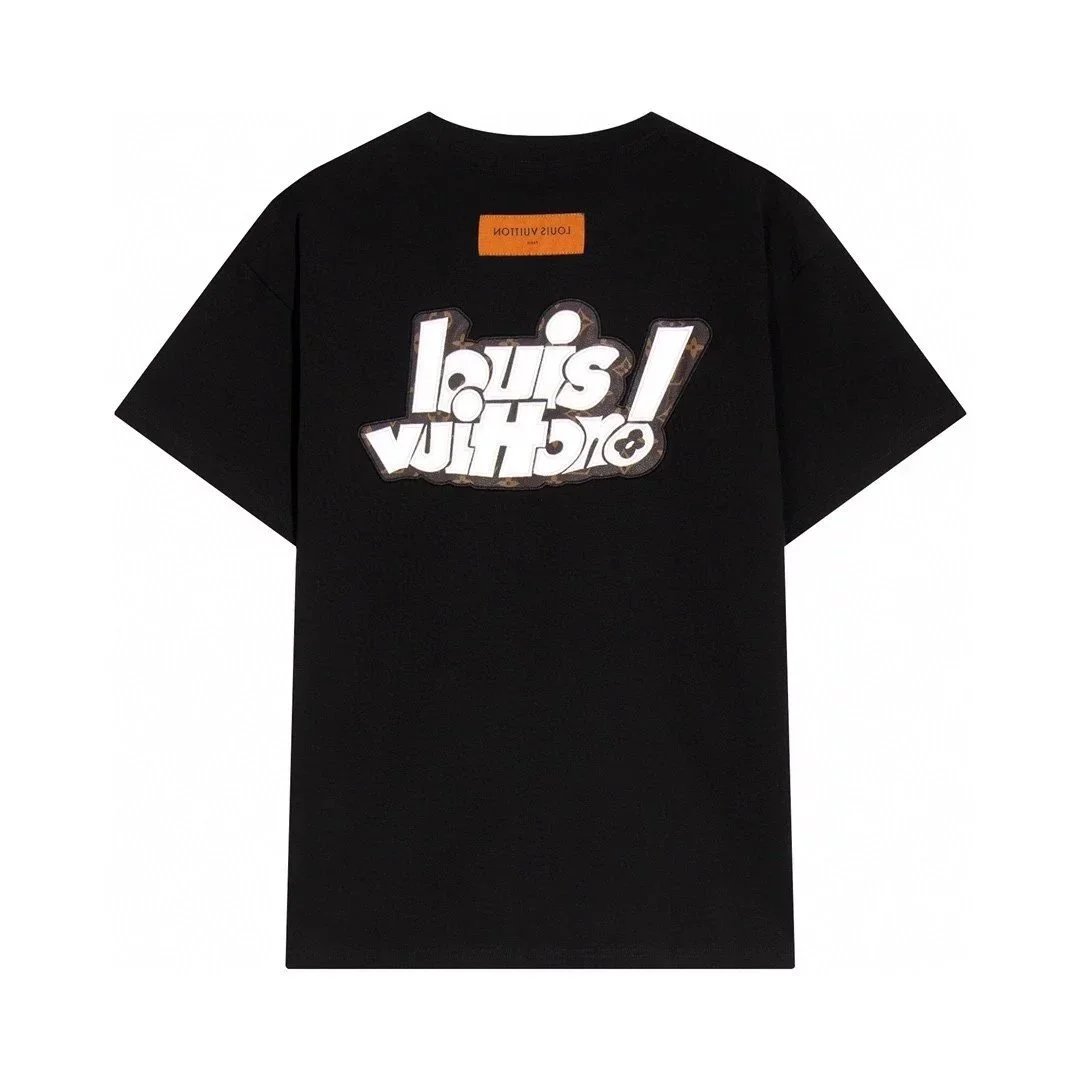 Louis Vuitton Black T-Shirt with Logo Print
