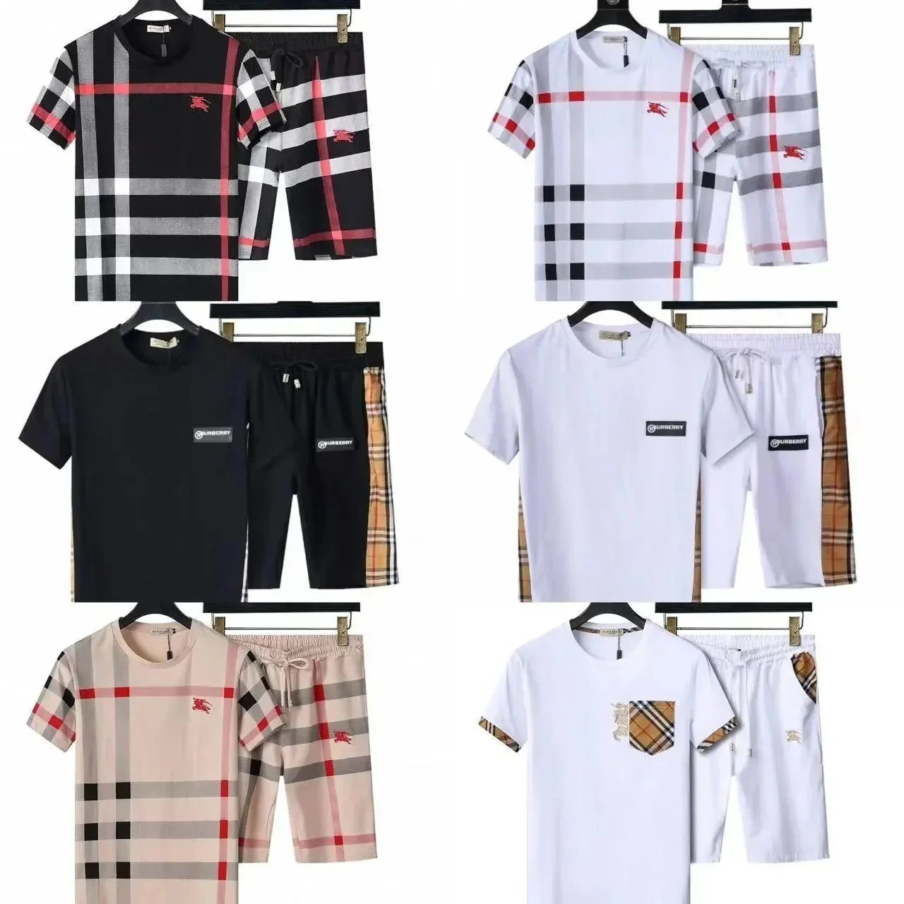 Burberry Men's Plaid T-Shirt and Shorts Set