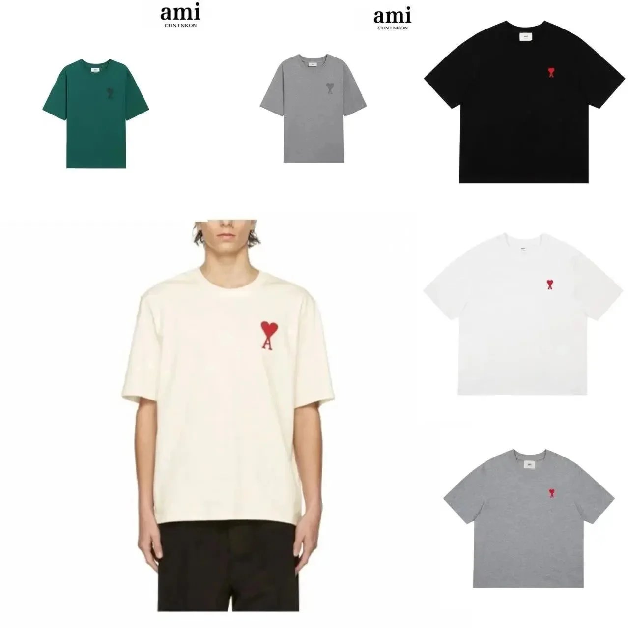AMI Paris Heart Logo T-Shirt Men's Casual Cotton Tee