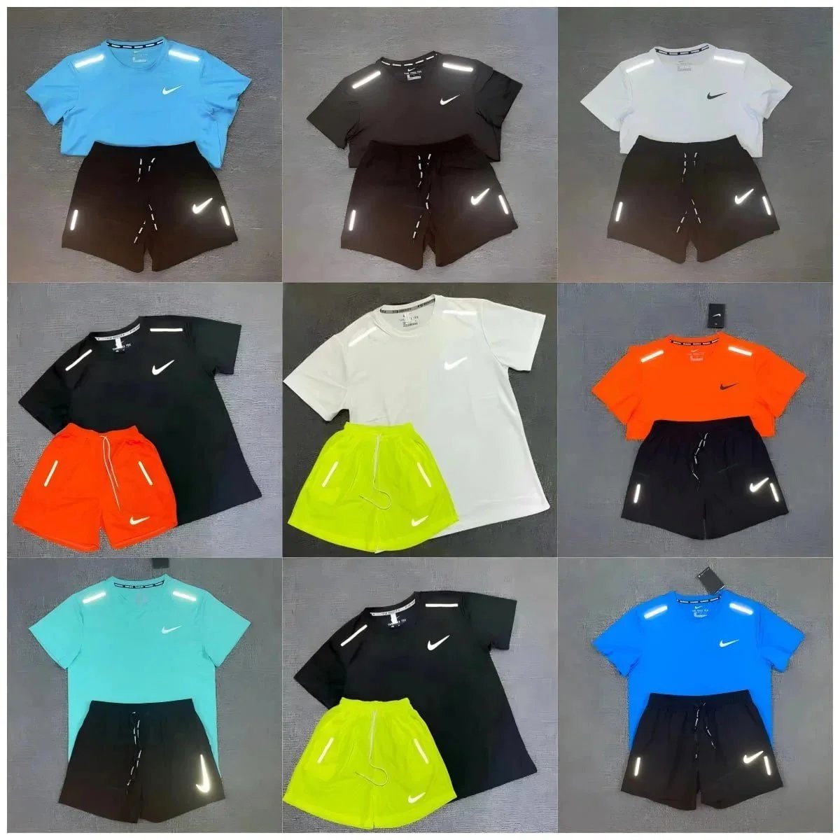 Nike Reflective Running T-Shirt and Shorts Set for Men and Women