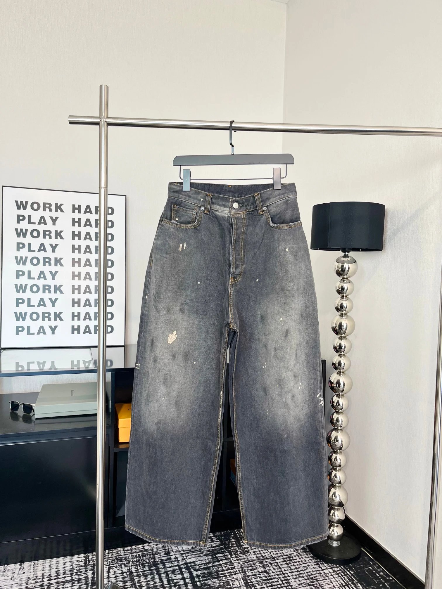 Distressed Wide Leg Denim Pants for Women High Waist Vintage Style