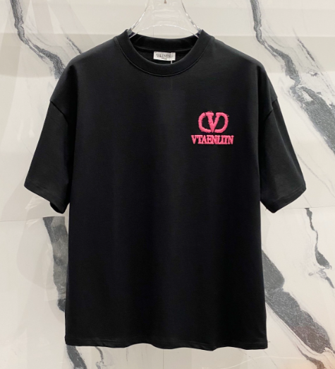 Black T-Shirt with Pink Logo VTAENLITN