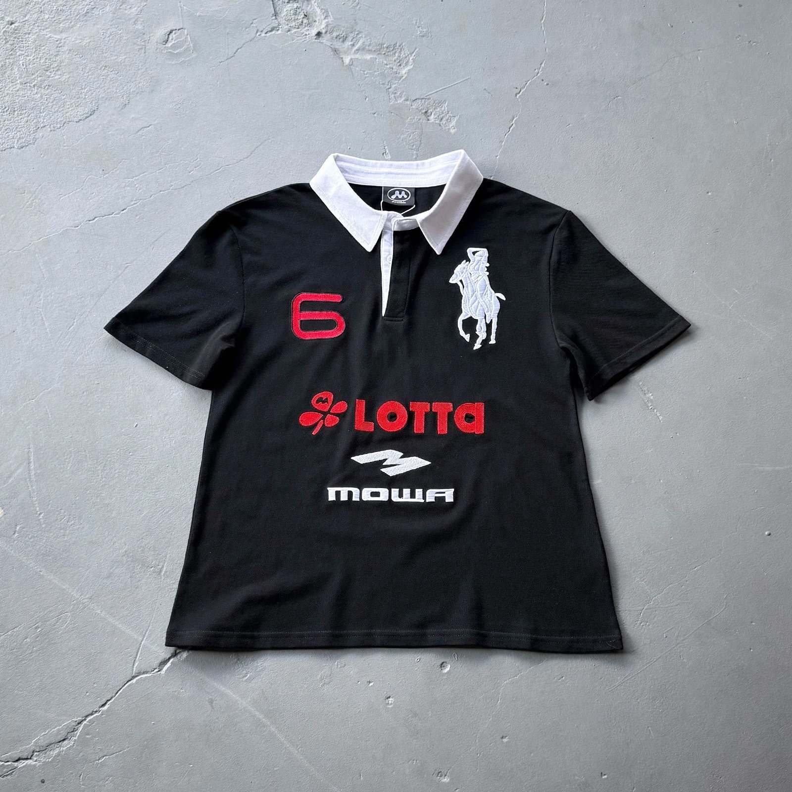 Black Polo Shirt with Lotta and Mowa Logos