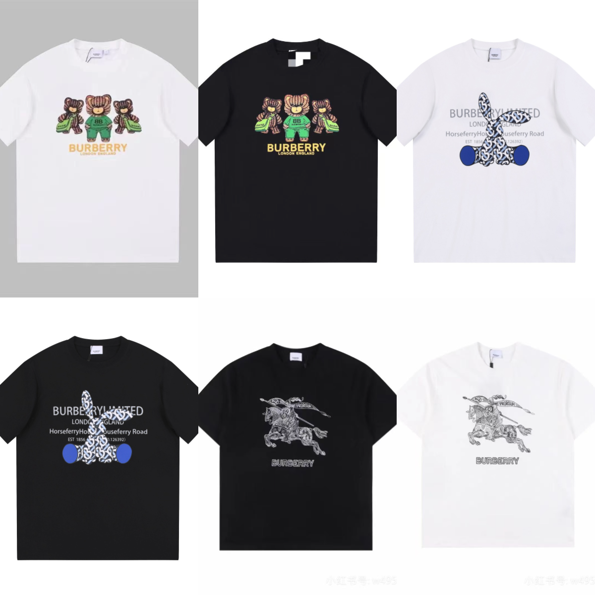 Burberry T-Shirts with Bear and Equestrian Knight Prints